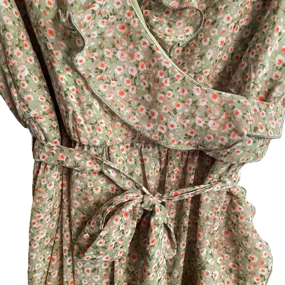 Kate Lily Summery Garden Dress-Ruffles-Faux Wrap-UK 14-US 10-Surplice Neck - Picture 3 of 11